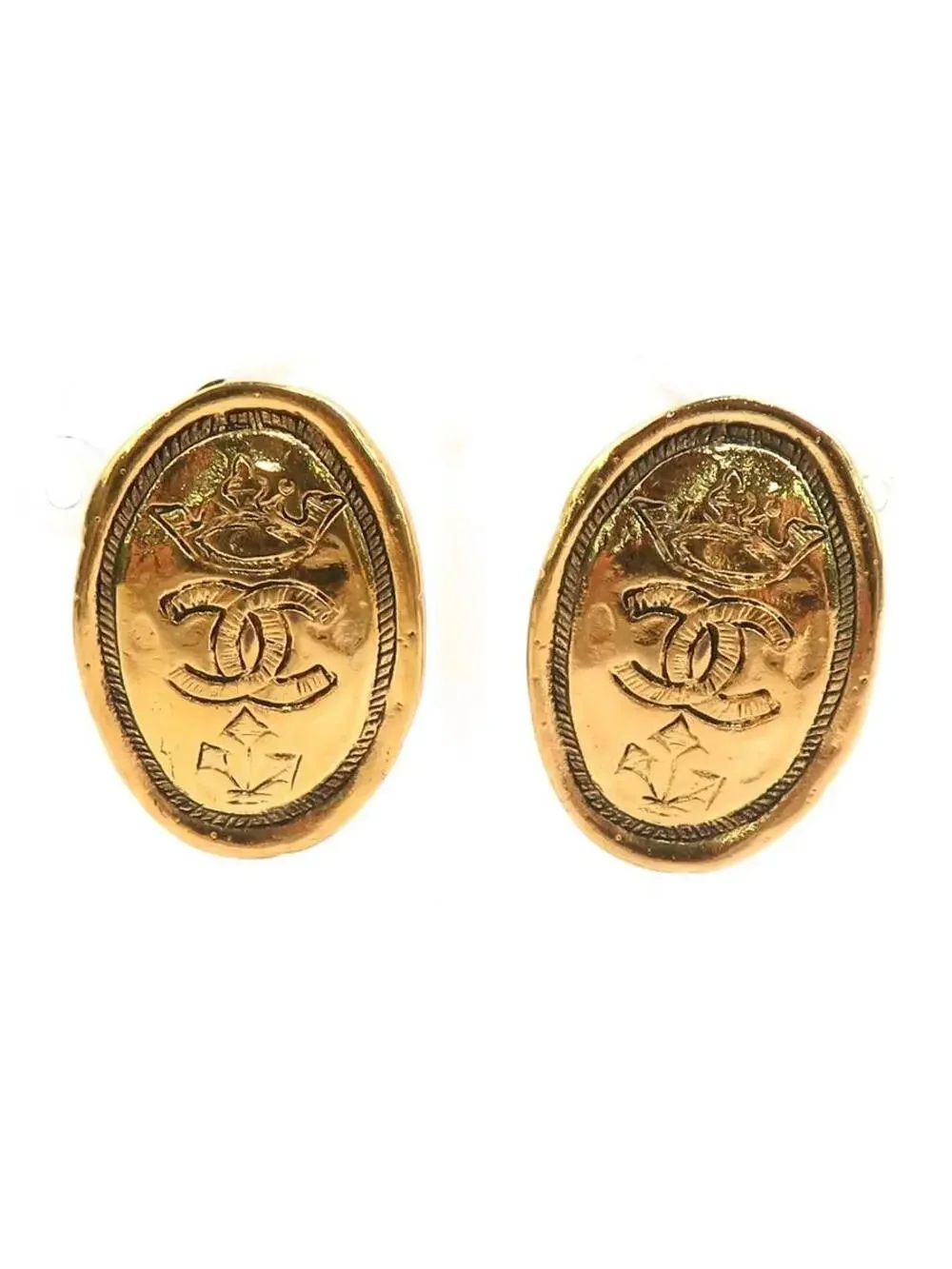 Auth Chanel Cc Logo Earrings Gold Metal #294129C32B